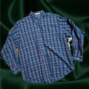 Calvin Klein Sport relaxes fit button up shirt men’s medium plaid blue red green